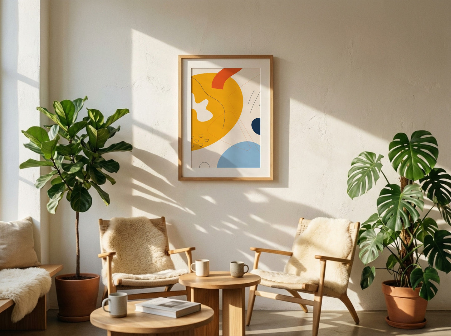Orange Yellow Sweeping Curves Abstract Poster