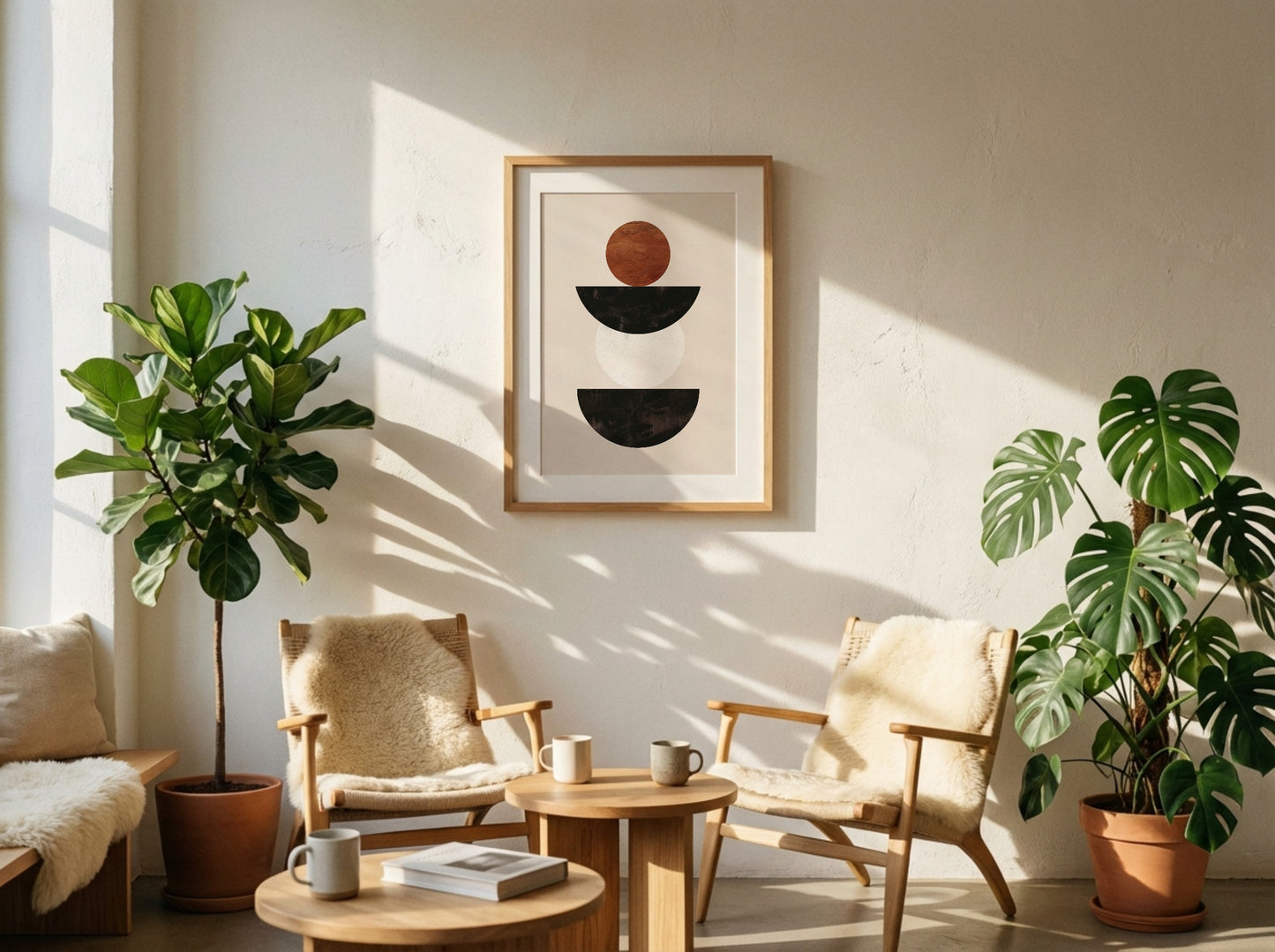 Brown Stacked Bowl Shapes Poster