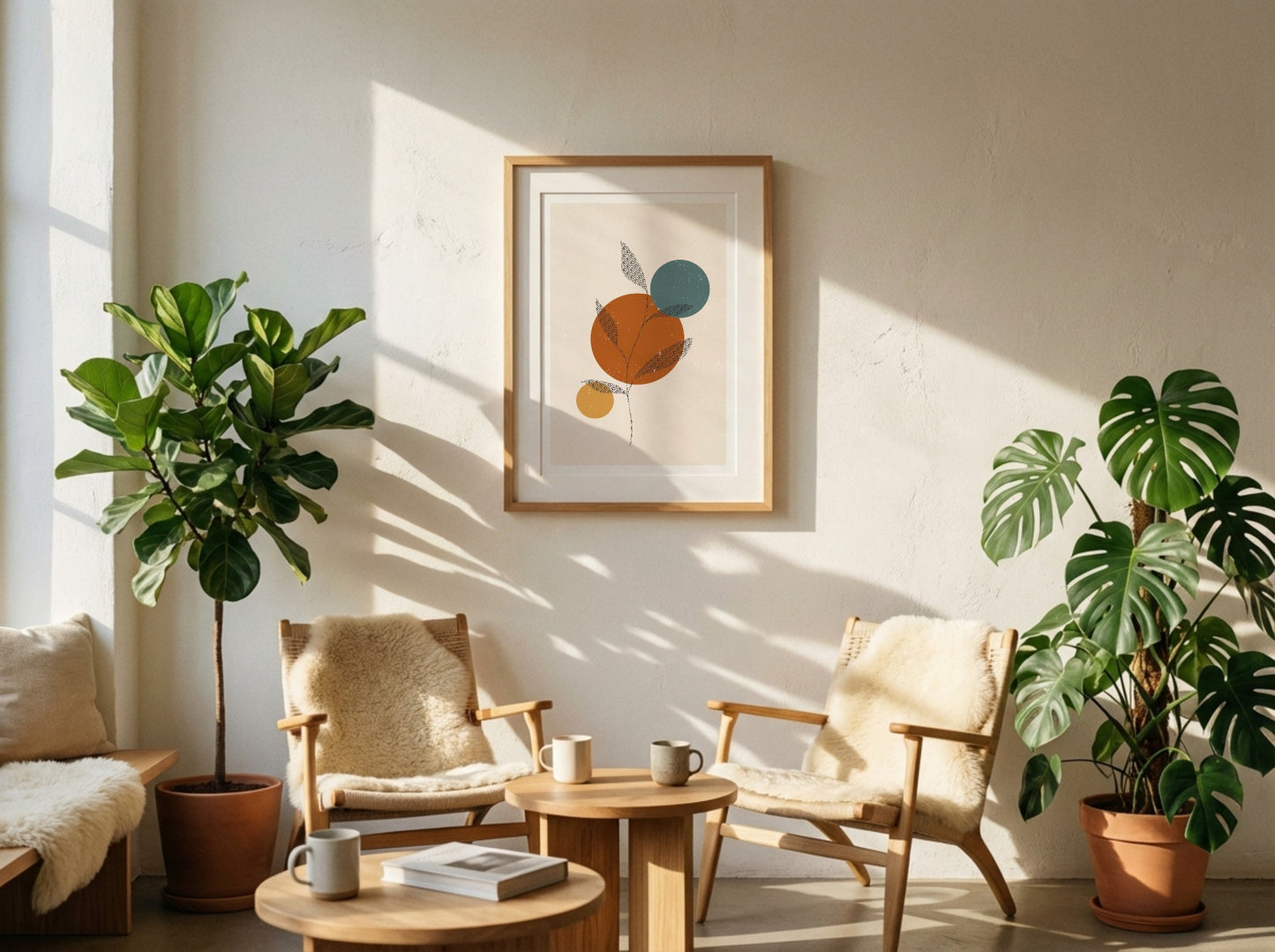 Teal Ochre Stacked Circles Abstract Poster
