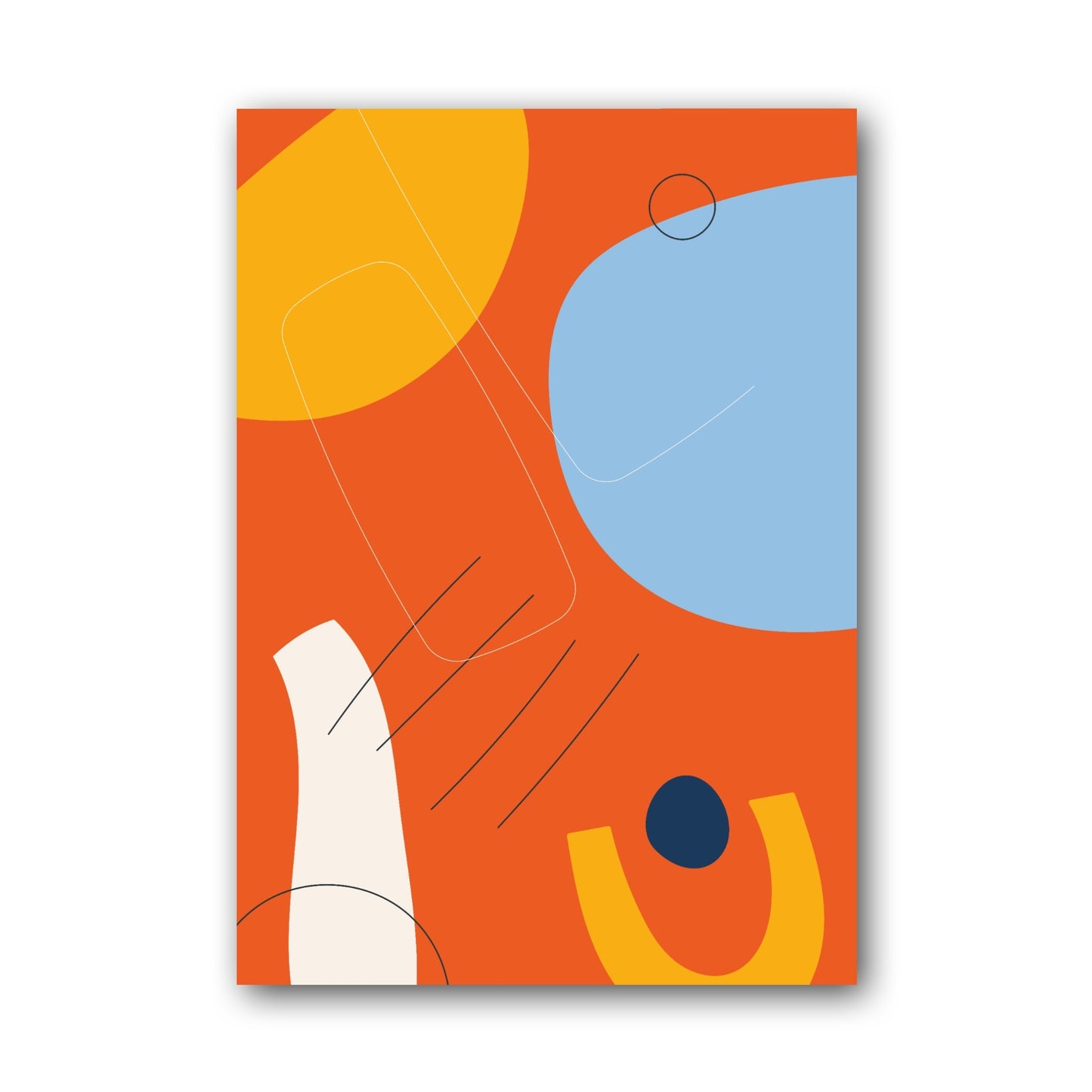 Coral Blue Colour Block Organic Abstract Poster