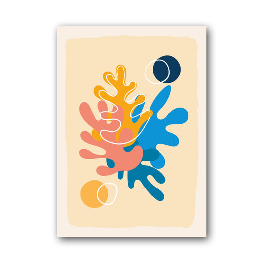 Orange Blue Botanical Shapes Poster