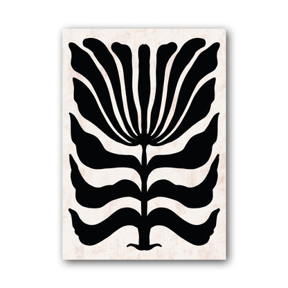 Black White Fan Bloom Abstract Poster