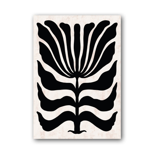 Black White Fan Bloom Abstract Poster
