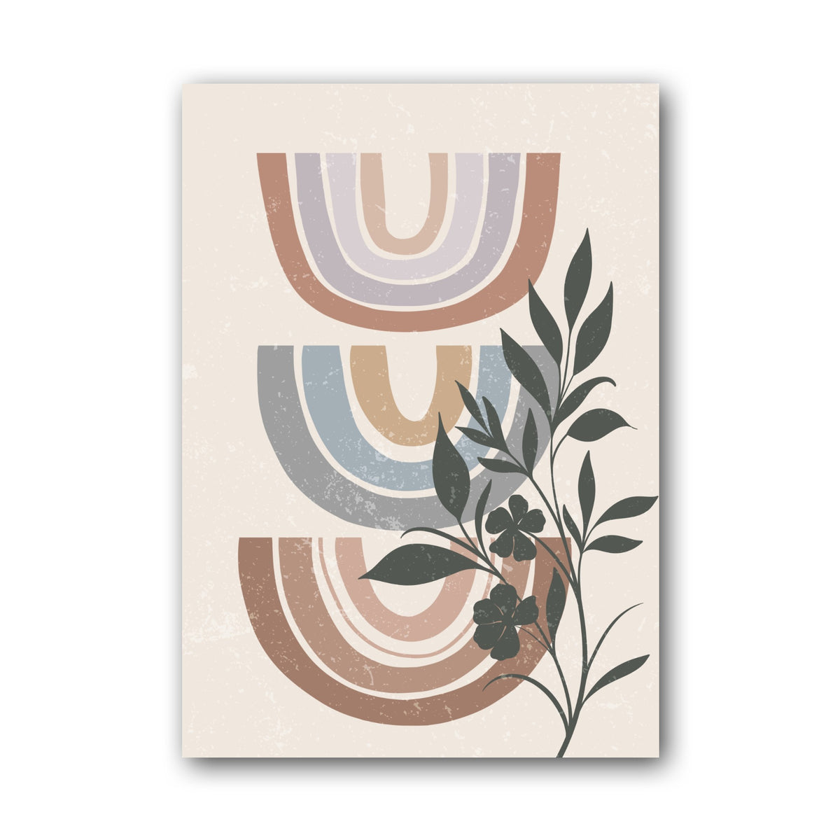 Blue Rust Rainbow Botanical Abstract Poster