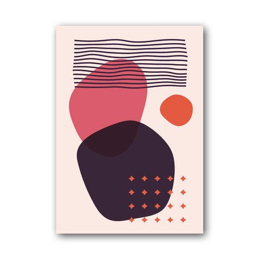 Navy Peach Layered Circles Abstract Poster
