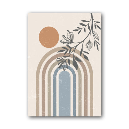 Blue Beige Rainbow Botanical Arch Poster
