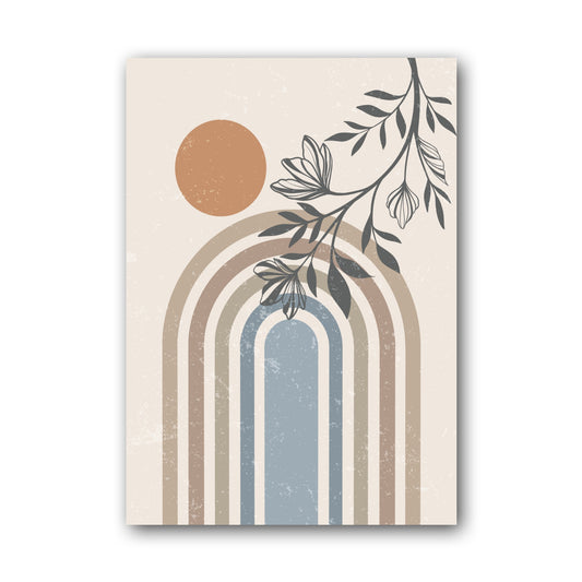 Blue Beige Rainbow Botanical Arch Poster