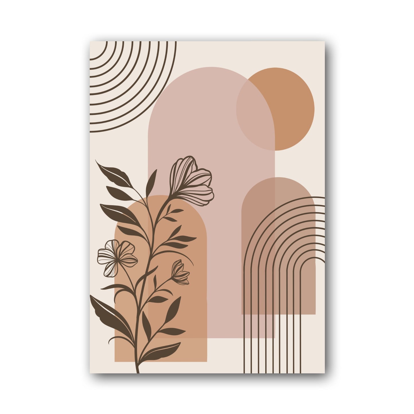 Beige Brown Botanical Architecture Abstract Poster