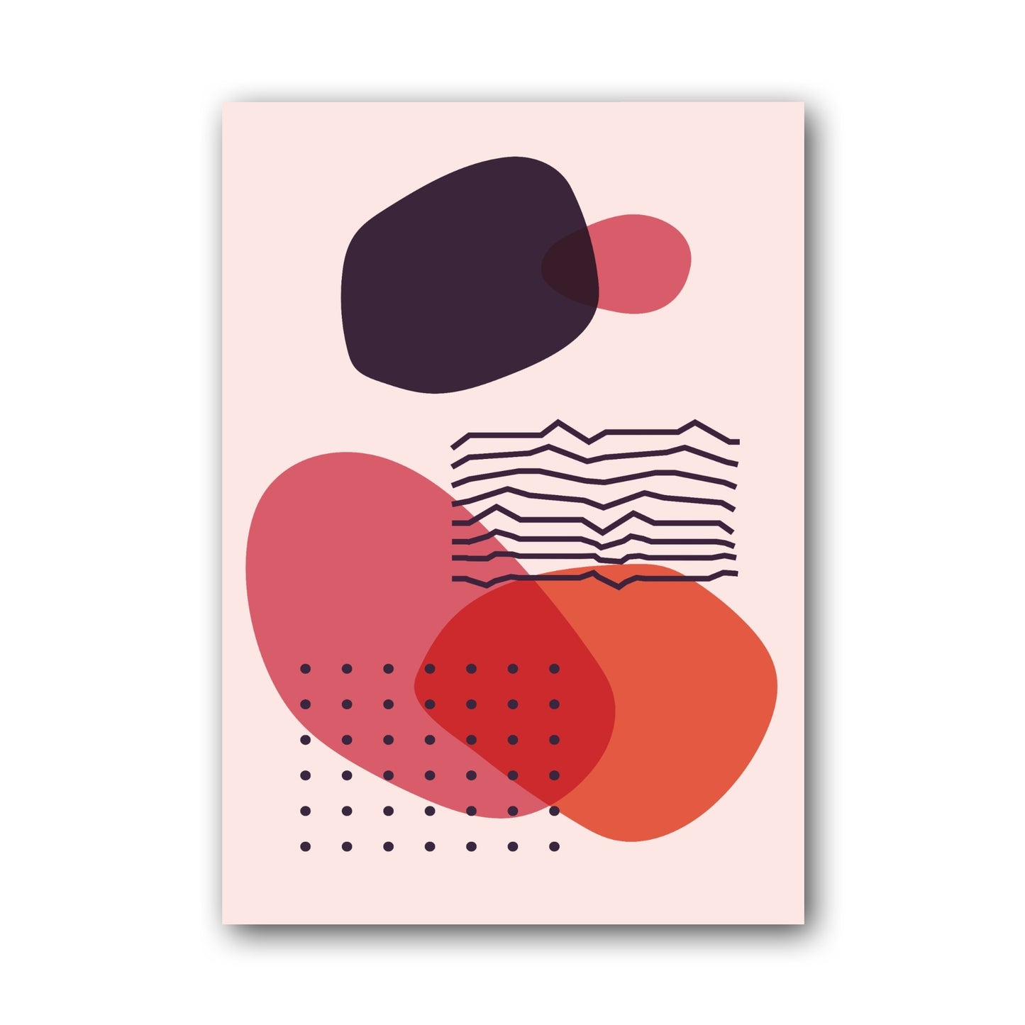 Pink Red Navy Circle Balance Abstract Poster