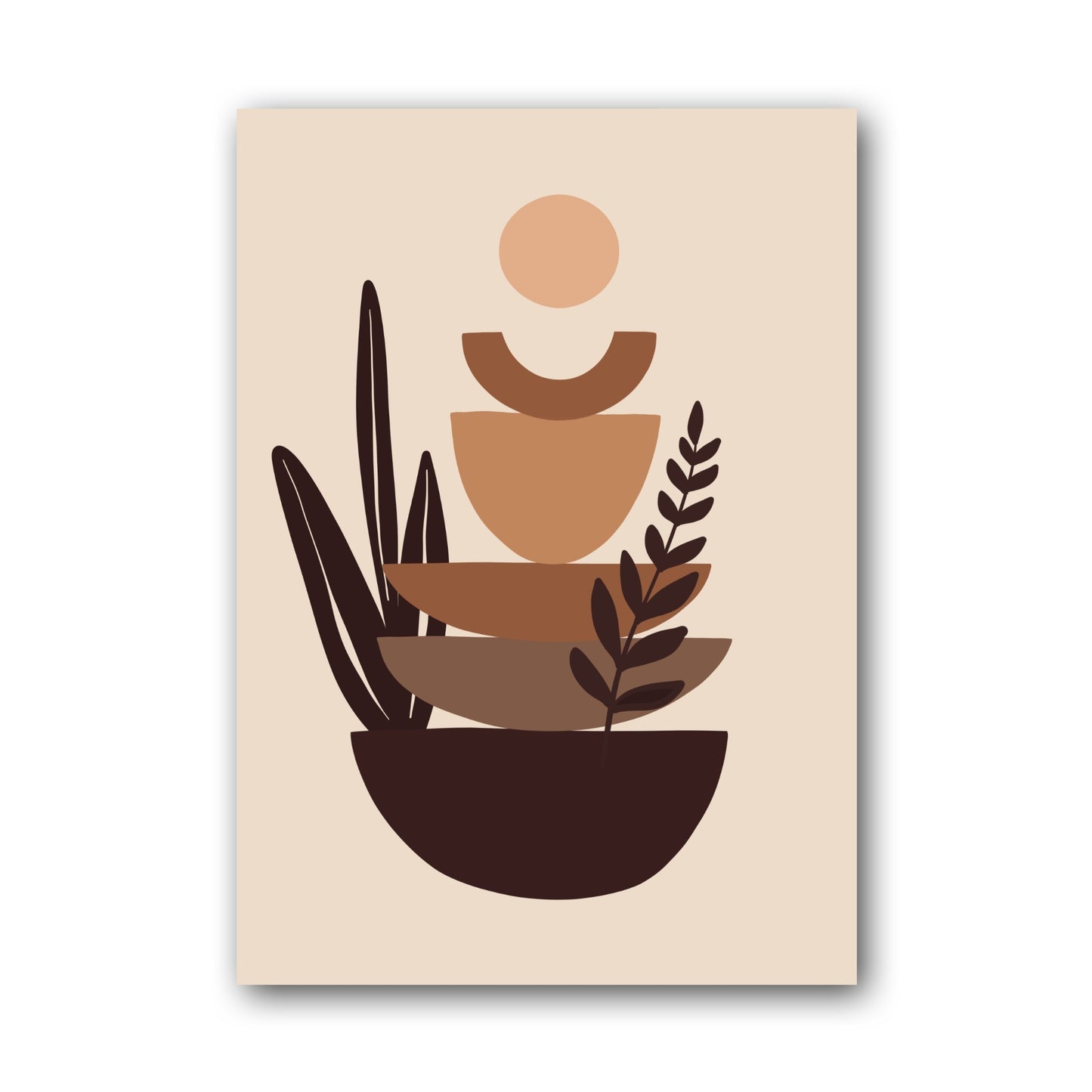 Brown Peach Botanical Bowl Abstract Poster