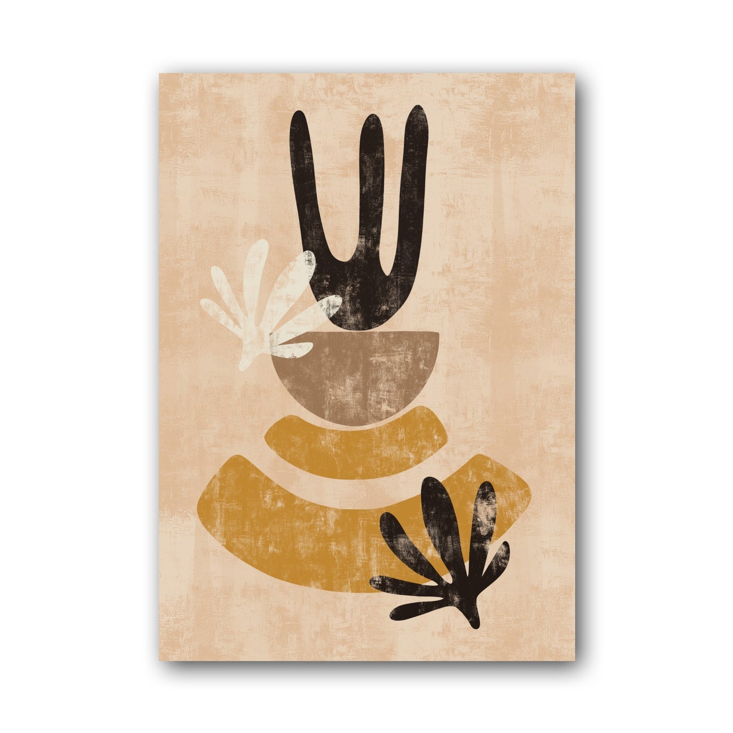 Ochre Black Neutral Linear Abstract Poster