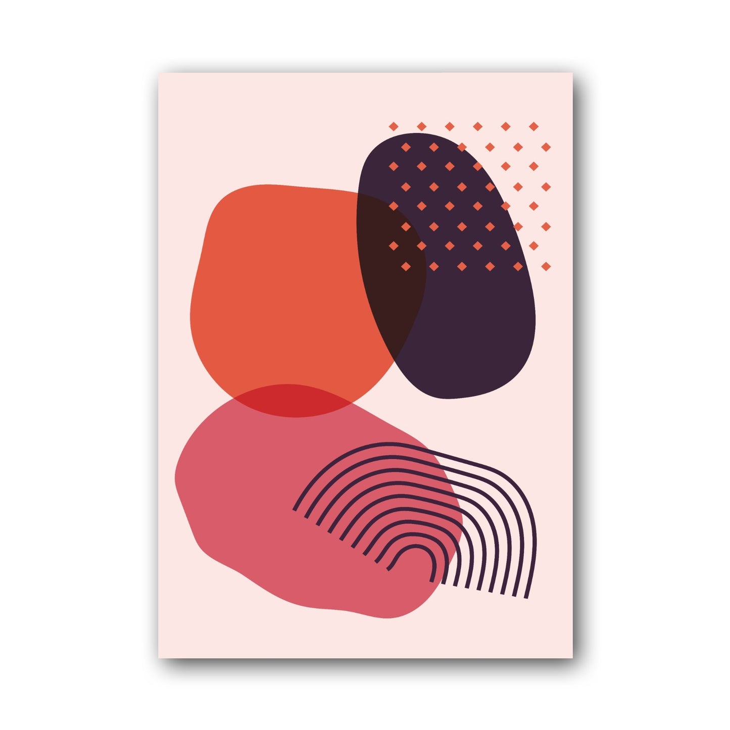 Pink Navy Layered Graphic Forms Abstract Poster