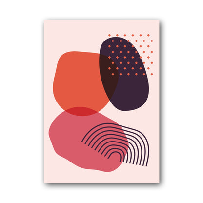 Pink Navy Layered Graphic Forms Abstract Poster