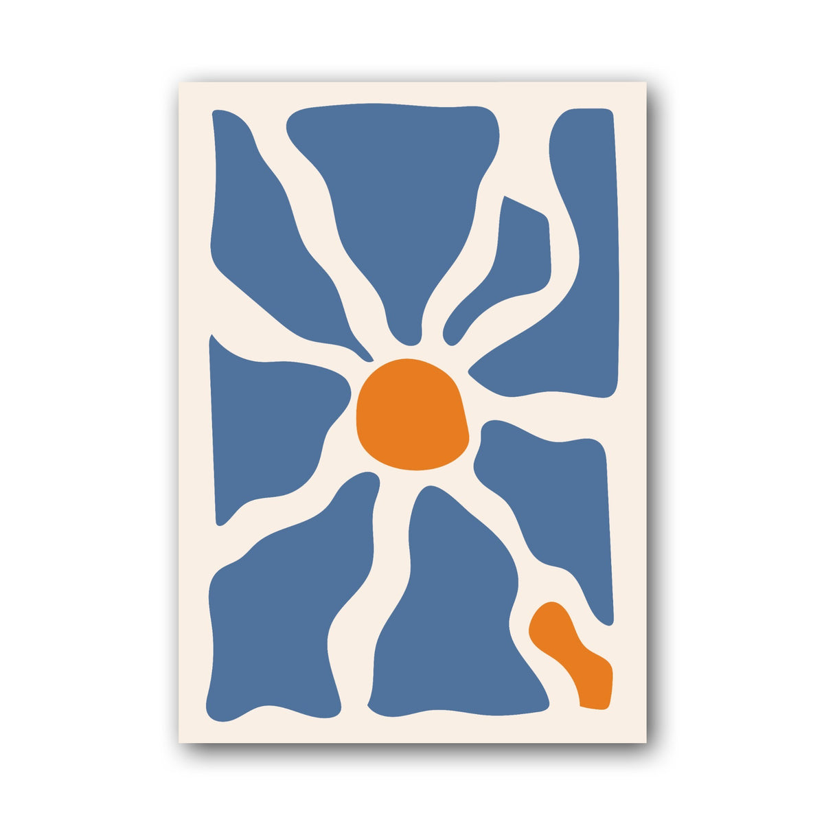 Blue Radiating Flower Abstract Poster