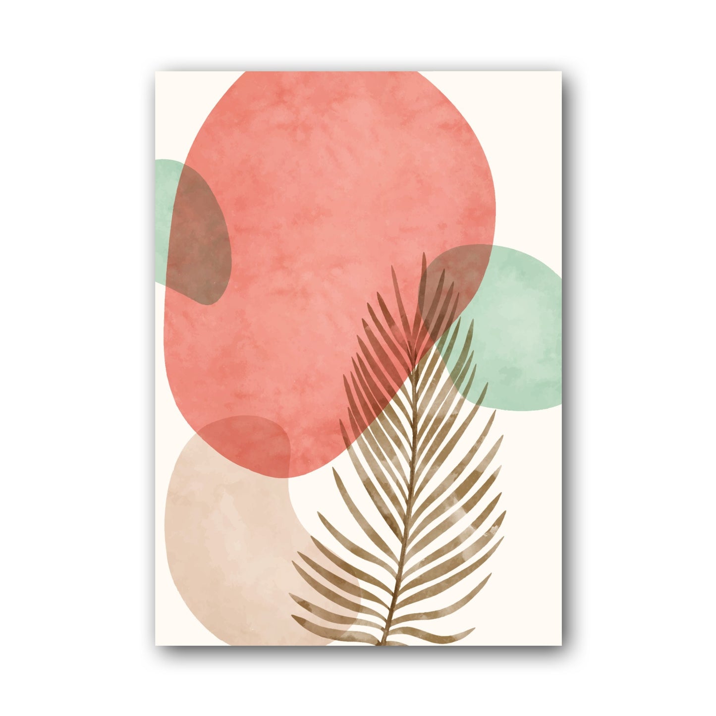 Pink Green Layered Organic Forms Abstract Poster