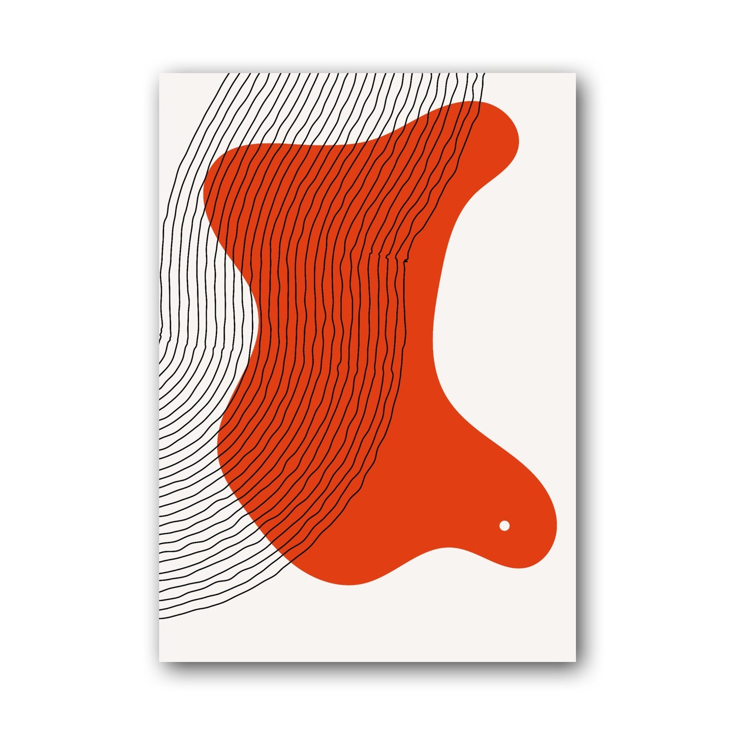 Red Orange Flowing Shape Abstract Poster