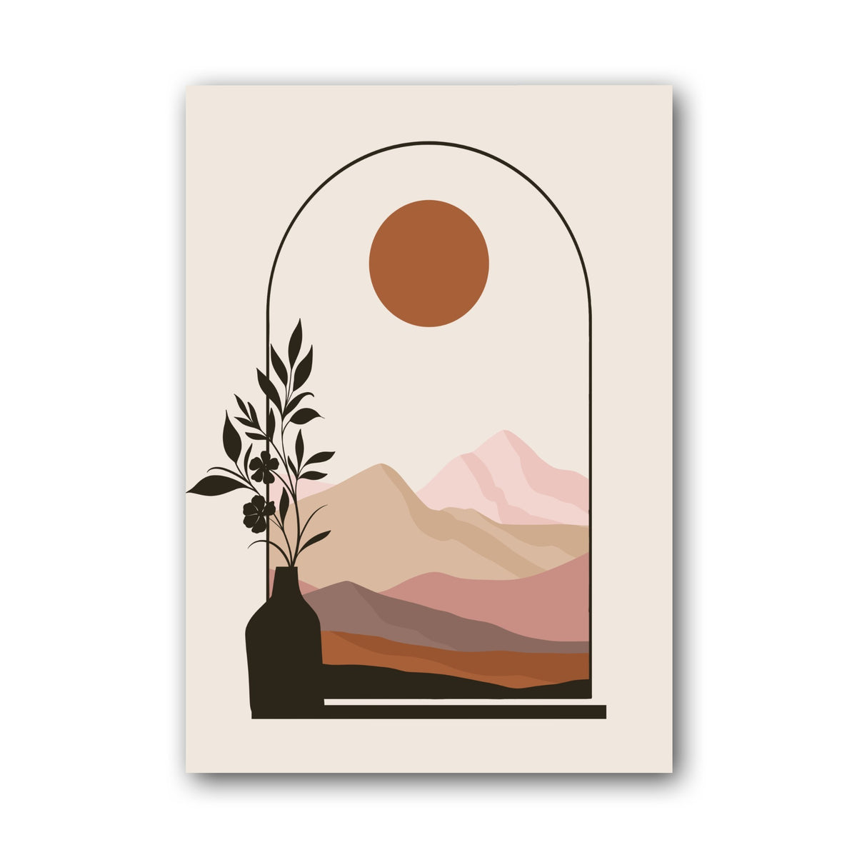 Neutral Arch Botanical Mountains Poster