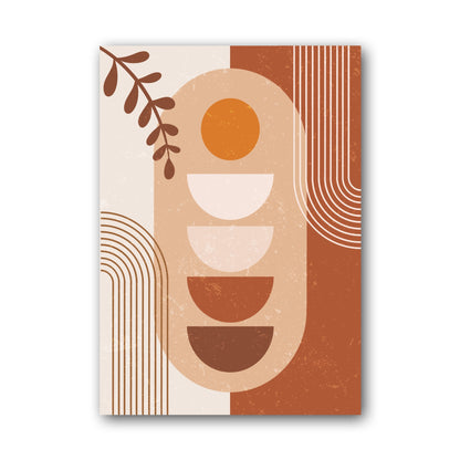 Terracotta Beige Retro Botanical Geometry Poster