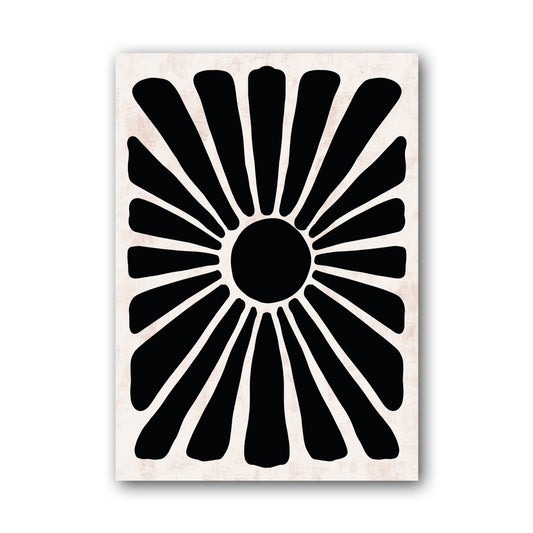 Black White Sunburst Abstract Poster