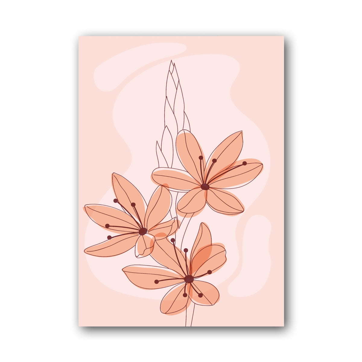 Coral Botanical Linework Abstract Poster