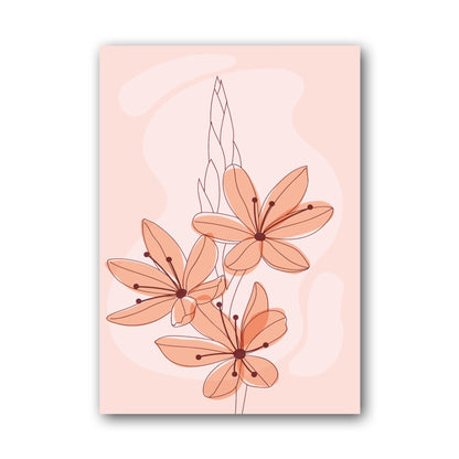 Coral Botanical Linework Abstract Poster