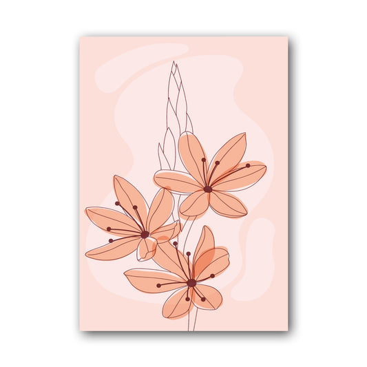Coral Botanical Linework Abstract Poster