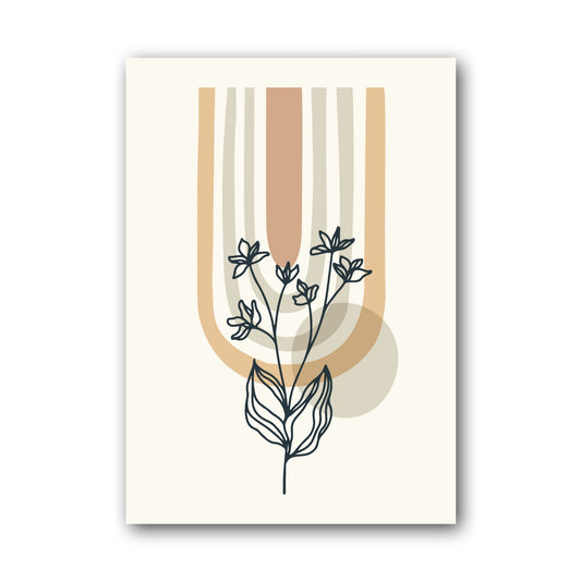 Beige Striped Blossom Abstract Poster
