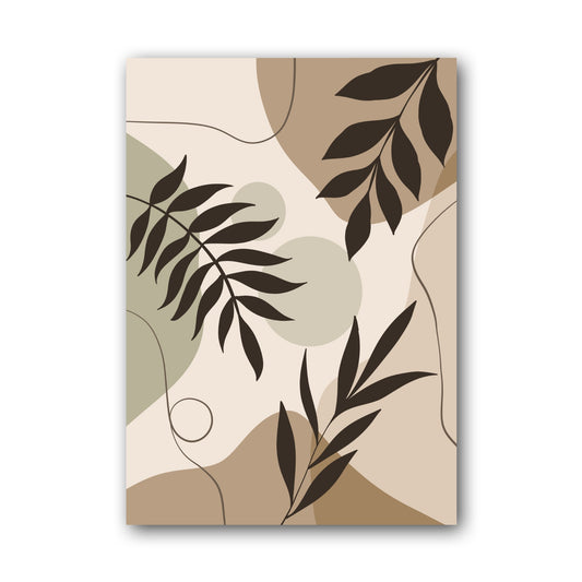 Black Beige Botanical Corner Abstract Poster
