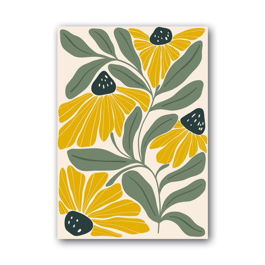 Yellow Green Meadow Floral Poster