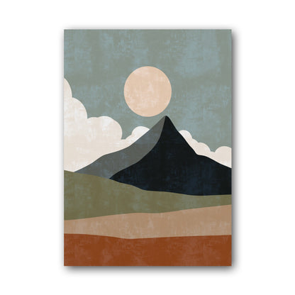Teal Moon Mountain Abstract Poster
