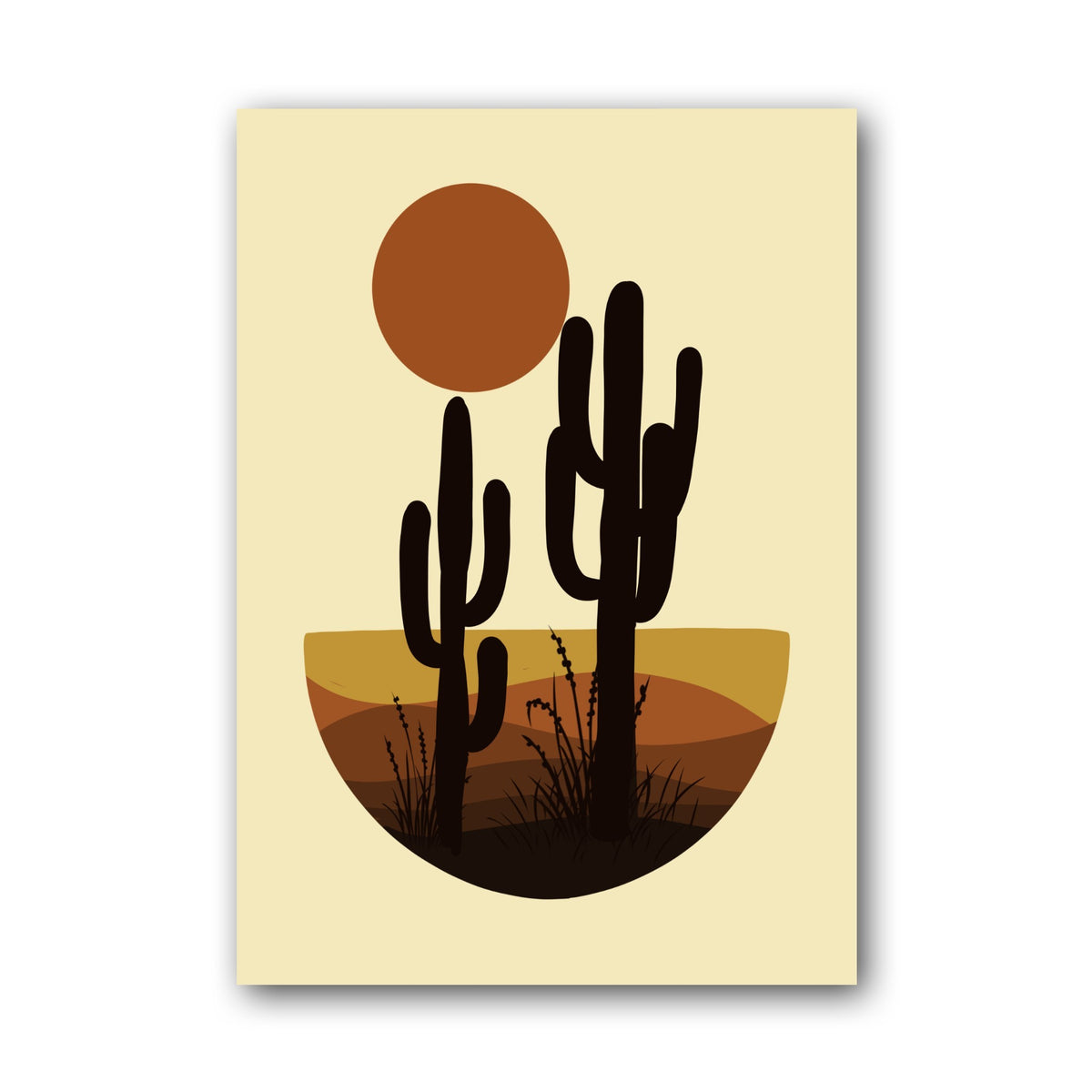 Golden Desert Cacti Sunset Poster