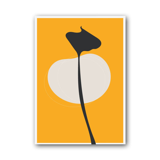 Mustard Black Botanical Silhouette Abstract Poster