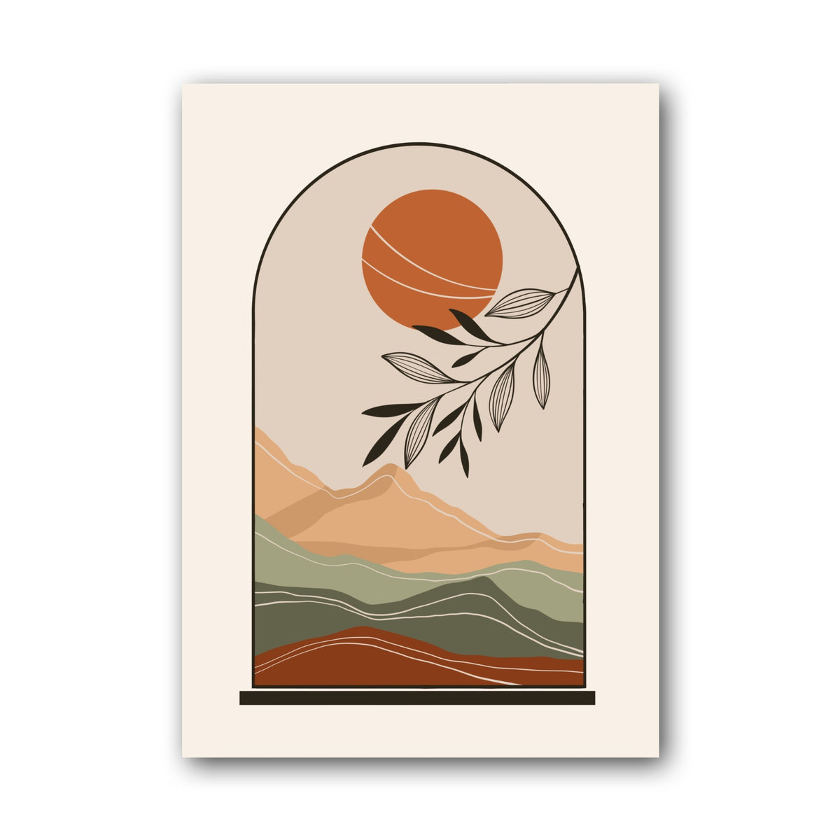 Rust Sun Botanical Arch Poster