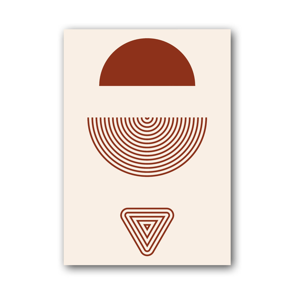 Terracotta Split Sun Geometric Poster