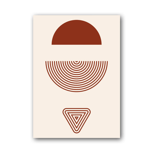 Terracotta Split Sun Geometric Poster