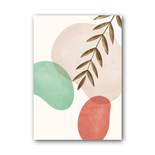 Mint Coral Botanical Balance Abstract Poster