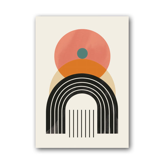 Coral Sun and Black Rainbow Poster