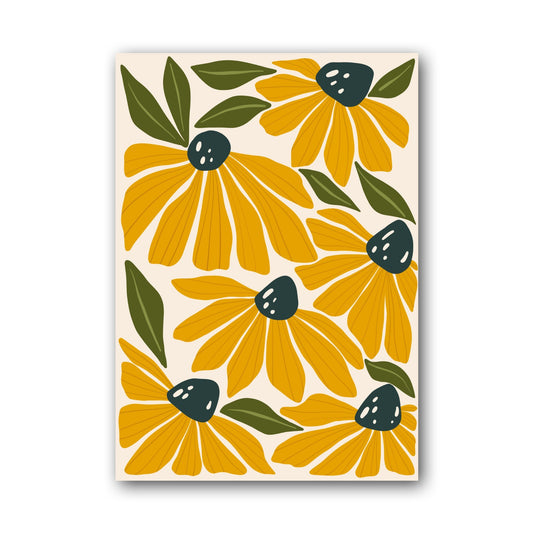 Golden Daisy Foliage Abstract Poster