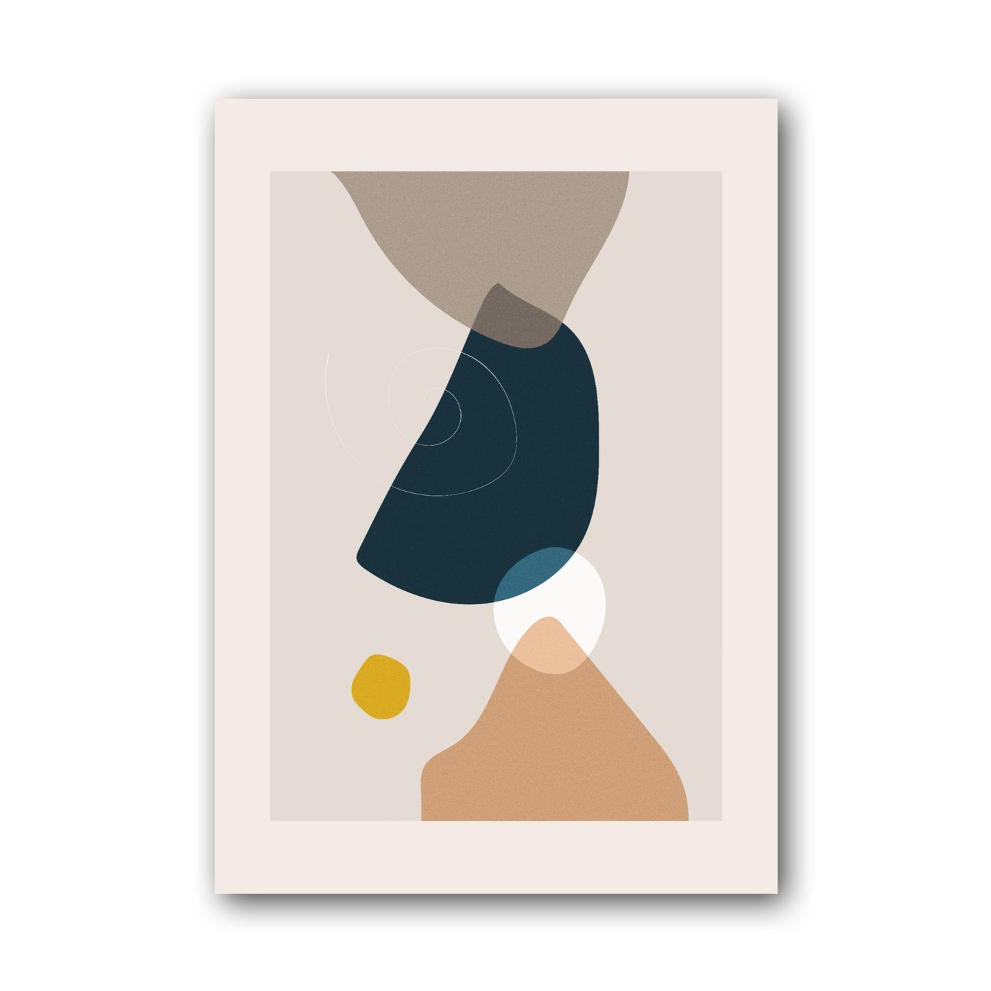 Navy Tan Angular Balance Abstract Poster