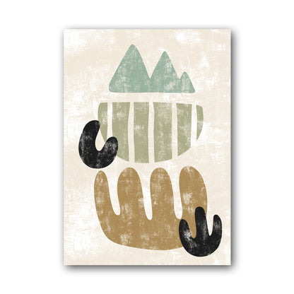 Green Ochre Linear Geometry Abstract Poster