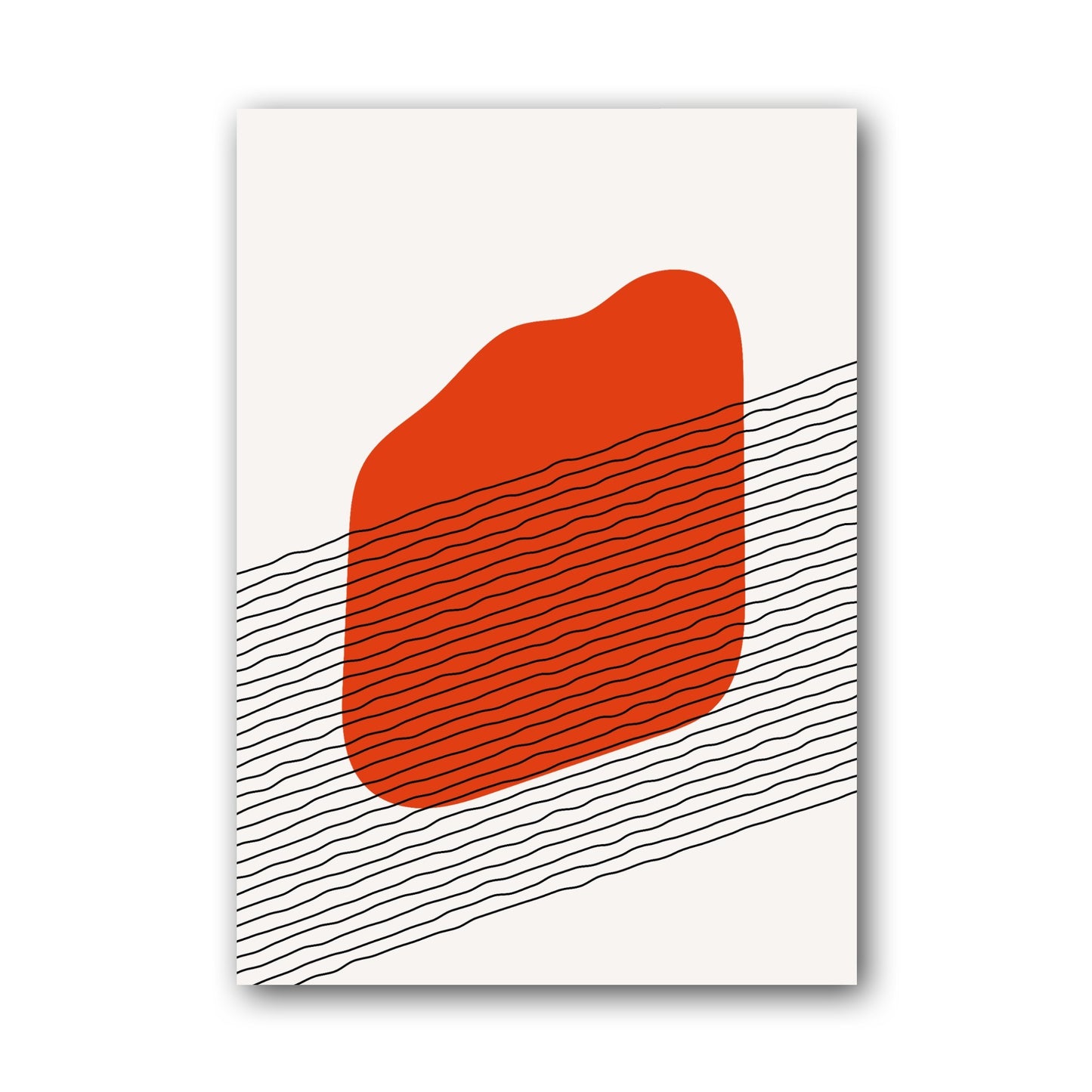 Red Grey Layered Block Abstract Poster