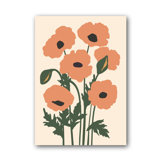 Coral Poppy Garden Abstract Poster