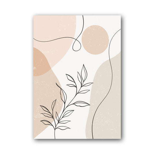 Beige Fine Line Botanical Circles Abstract Poster