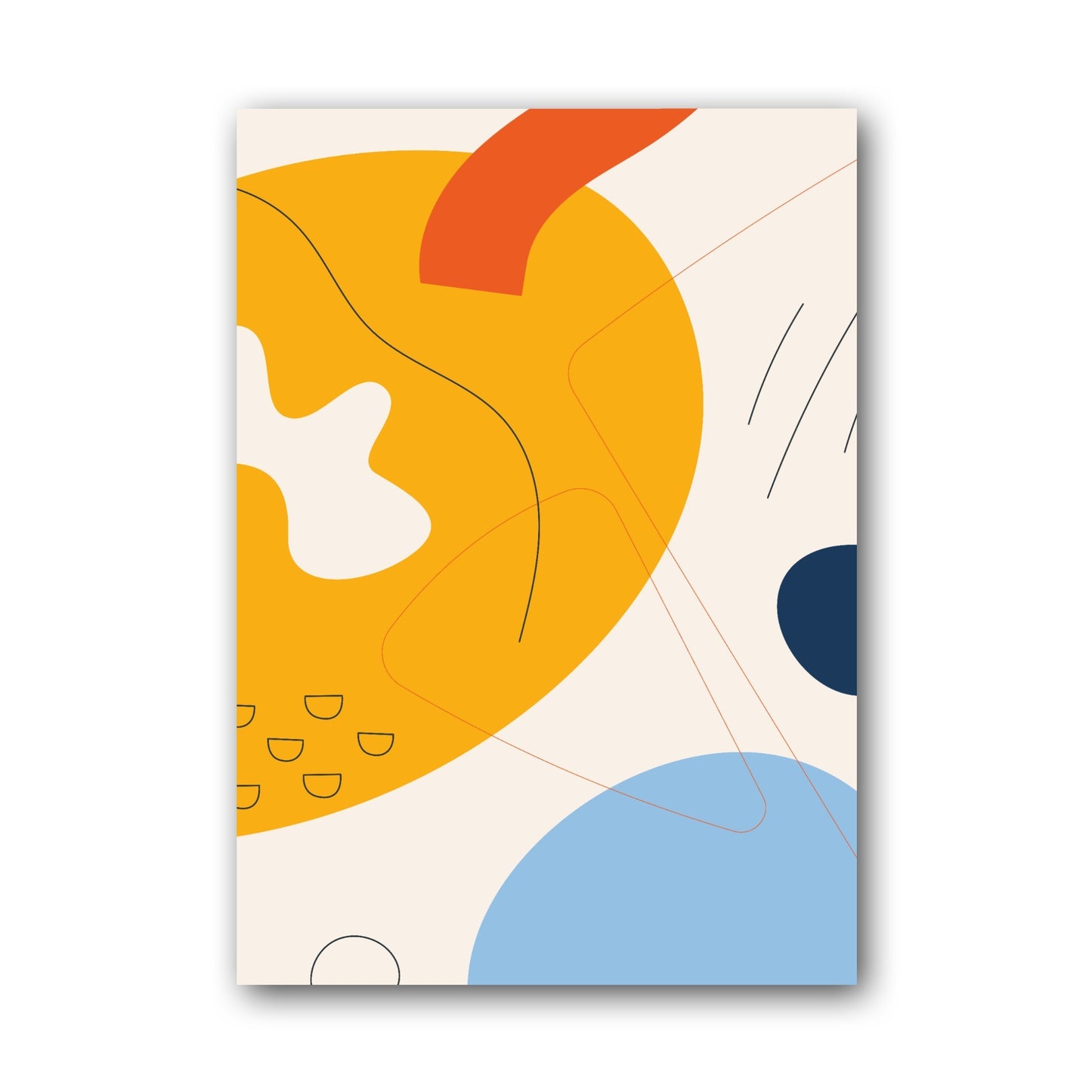 Orange Blue Sweeping Curves Abstract Poster