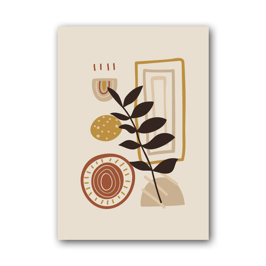 Brown Ochre Botanical Frame Abstract Poster