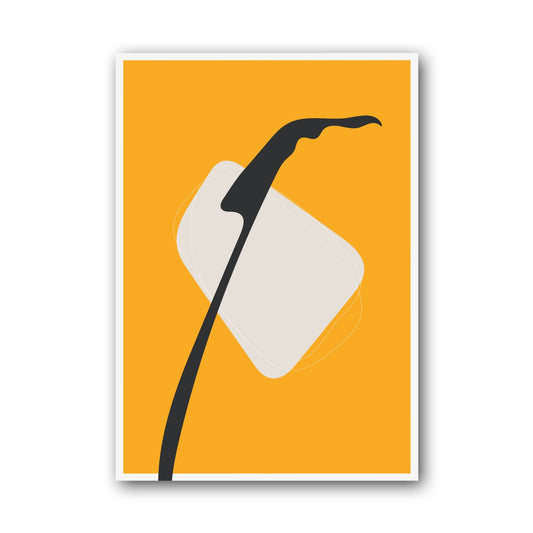 Mustard White Botanical Silhouette Abstract Poster