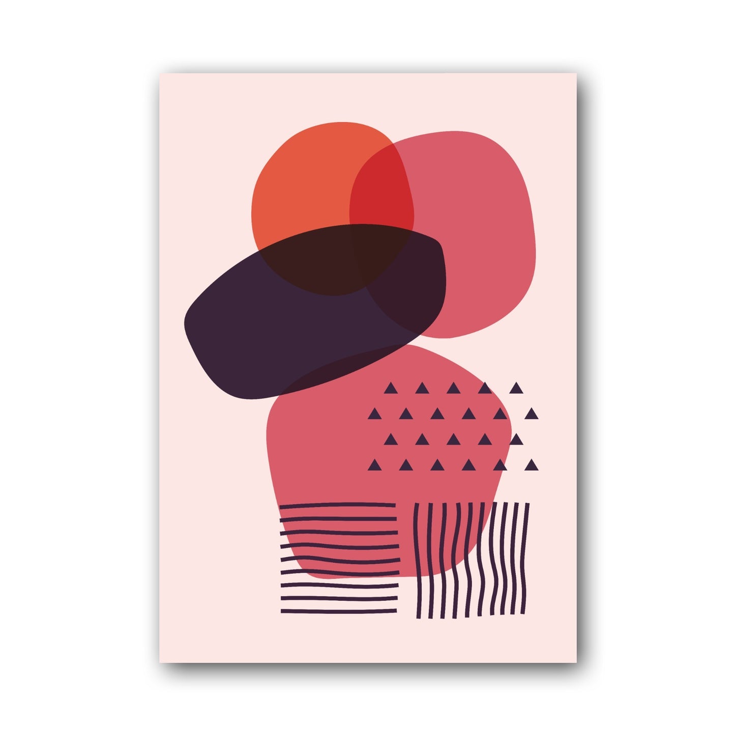 Pink Navy Stacked Organic Shapes Poster