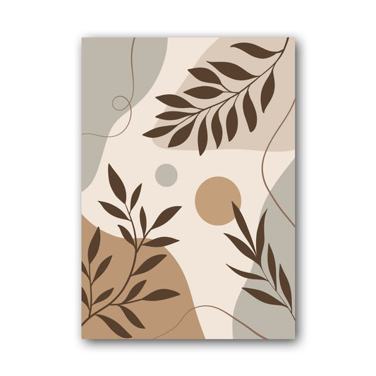 Beige Brown Botanical Silhouette Collage Poster