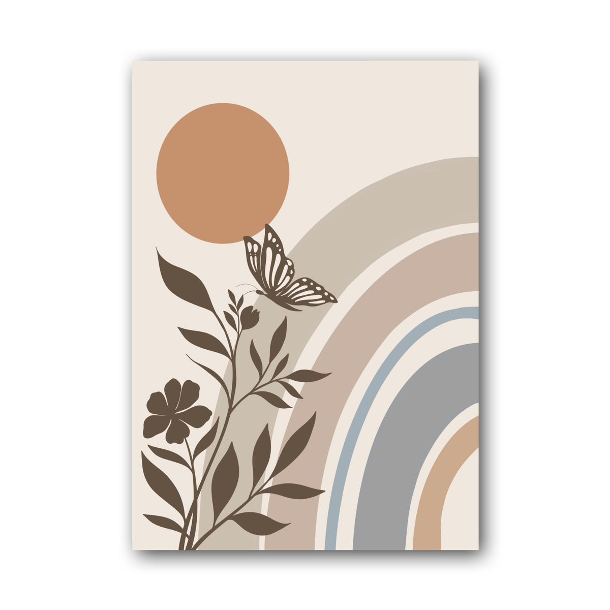 Beige Rust Rainbow Botanicals Abstract Poster