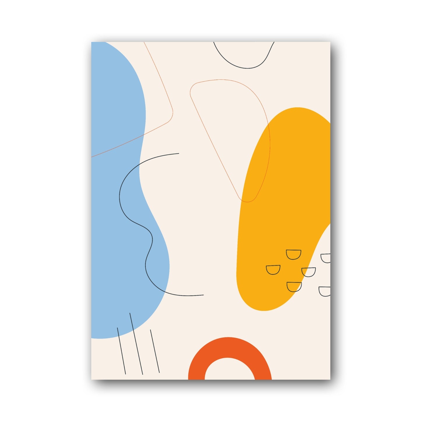 Blue Yellow Opposing Curves Abstract Poster